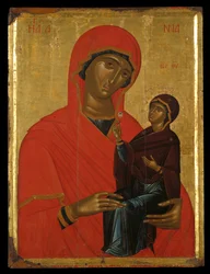 Ícone de Santa Ana e a Virgem (tempera de ovo no painel)